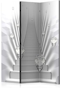 Paravento separè Mneme - spazio bianco con architettura astratta e diamanti