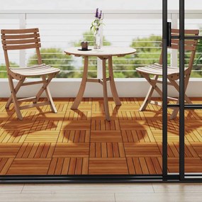 Set 10 Pz Piastrelle Acacia Per Pavimento 30 X 30 Cm Modello Verticale /