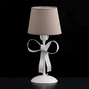 Lume Classico Provenzale Bianco Shabby Con Paralumi Tortora 1 Luce Lucy