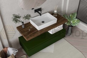 Mobile bagno Tabacco Verde opaco 80x50 Oasy un cassetto con top e lavabo rettangolare da appoggio