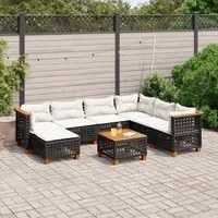 Set Divani da Giardino con Cuscini 8 pz Nero in Polyrattan 3261944