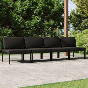 Divano da giardino a 4 posti con cuscini in alluminio antracite
