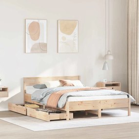 Letto Senza Materasso 140x200 Cm İn Legno Massello Di Pino /