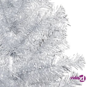 vidaXL Albero di Natale Preilluminato con Supporto Argento 120 cm PET