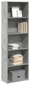 Libreria Grigio Cemento 60x30x189 Cm İn Legno Multistrato /
