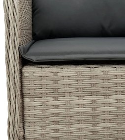 Set pranzo da giardino 5pz con cuscini grigio chiaro polyrattan