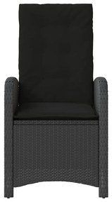 Sedie da giardino reclinabili 2 pz con cuscini nero polyrattan