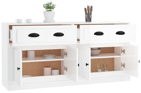 Credenze 2 pz Bianco Lucido in Legno Multistrato