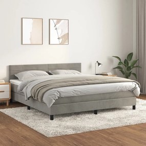 Giroletto A Molle Con Materasso Grigio Chiaro 160x200cm Velluto /