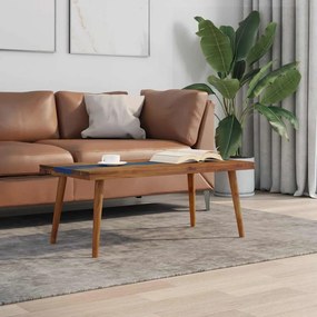 Tavolino Da Salotto İn Legno Di Teak E Resina 100x50x40 Cm /