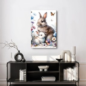 Quadro su tela – Dolci coniglietti tra i fiori