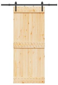 Porta Scorrevole Con Set Hardware 85x210 Cm Legno Massello Pino /