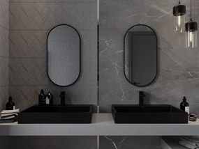 Mexen Loft specchio da bagno ovale 75 x 40 cm, cornice nera - 9851-075-040-000-70