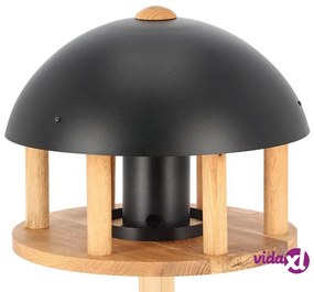 Esschert Design Casetta per Uccelli con Silo e Tetto Rotondo Nero