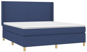 Letto a molle con materasso e led blu 180x200 cm in tessuto