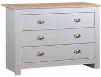 Credenza grigia con 4 cassetti con top in legno 100x70x40 cm