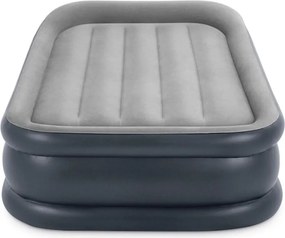 Intex 64132NP - Materasso Gonfiabile Dura-Beam Pillow Rest Deluxe Singolo, Bicolore, con Pompa Elettrica Incorporata, PVC, Grigio, 99x191x42 cm