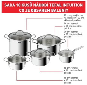 Set di pentole in acciaio inox 10 pezzi Intuition - Tefal