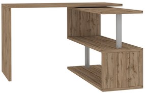 Scrivania Girevole Design VOLTA – 120x65x75 cm, Ripiani Aperti Rovere