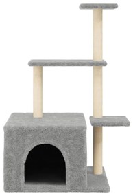 Albero per gatti con tiragraffi in sisal grigio chiaro 110 cm