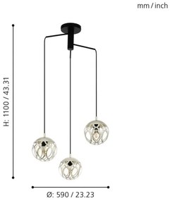 Eglo 99073 - Lampadario a sospensione con filo MIRTAZZA 3xE27/60W/230V