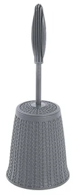 Porta Scopino in Plastica Grigio dal Design Moderno Tondo completo di Scopino