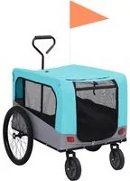 Rimorchio Bici per Animali Carrello Jogging Blu e Grigio cod mxl 64599