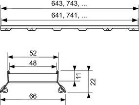 Tece TECEdrainline 600972 griglia lineare piastrellabile plate II da 900 mm in acciaio inox