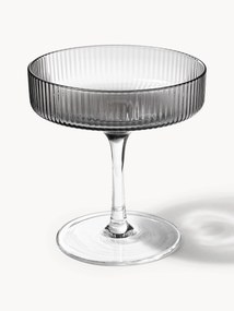 Set di 2 coppe da champagne in vetro soffiato con scanalatura in rilievo Ripple