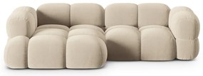 Divano angolare beige (con penisola a sinistra/con chaise lounge) con rivestimento in velluto Loretto – Cosmopolitan Design