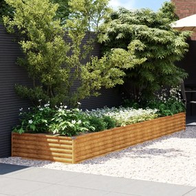 Fioriera Rialzata Da Giardino 387x100x36 Cm İn Acciaio Corten /