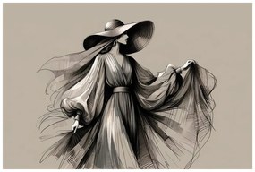 Quadro su tela – Donna con vestito e cappello