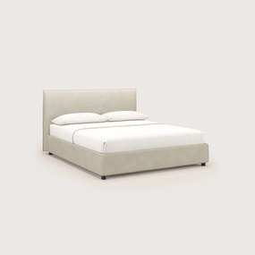 Nina letto contenitore dal design minimal in microfibra effetto pelle smacchiabile panna