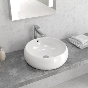 New Line Bowl Lavabo Tondo 44,5 Cm Da Appoggio In Porcellana Bianca