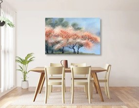 Stampa su tela – Alberi in fiore in acquerello