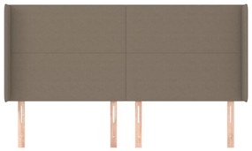 Testiera ad orecchio tortora 203x16x118/128 cm in tessuto
