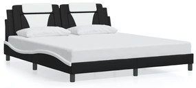 Giroletto con testiera nero e bianco 180x200 cm in similpelle