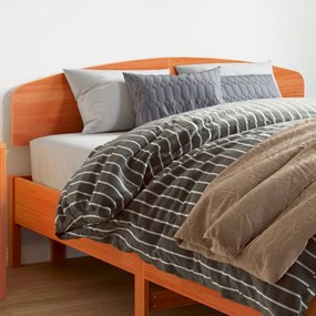 Testiera Marrone Cera 140 Cm İn Legno Massello Di Pino /