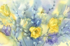 Carta da parati – Tulipani gialli acquerello