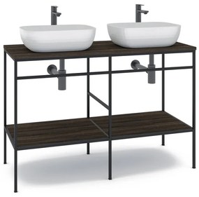 Mobile sottolavabo e lavabo Outline per doppia vasca nero L 120 x H 92 x P 45.5 cm