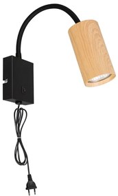 Brilagi - Lampada flessibile da muro SELE 1xGU10/30W/230V nero/decorazioni in rovere