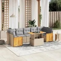 Set Divano da Giardino 8 pz con Cuscini Beige in Polyrattan 3273873