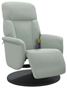 Poltrona reclinante massaggio poggiapiedi grigio chiaro velluto