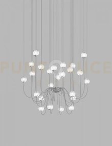 Puppet sospensione 24p bianco sfumato cromo lucido 24 luci attacco g9