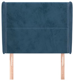 Testiera ad orecchio blu scuro 103x23x118/128 cm in velluto