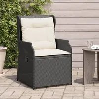 Sedie Reclinabili da Giardino 2 pz con Cuscini Nero Polyrattan 368991