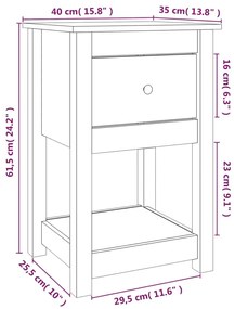 Comodino Miele 40x35x61,5 cm in Legno Massello di Pino