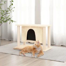 Albero Per Gatti Con Tiragraffi İn Sisal Crema 50 Cm /