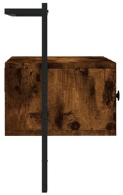 Mobile tv a muro rovere fumo 60,5x30x51 cm in legno multistrato