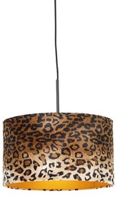 Lampada a sospensione moderna nera con paralume a stampa leopardo 35 cm - Combi